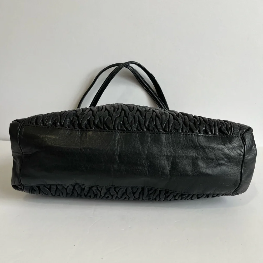 Coach Black Leather Madison Phoebe Gathered Twist Tote Bag